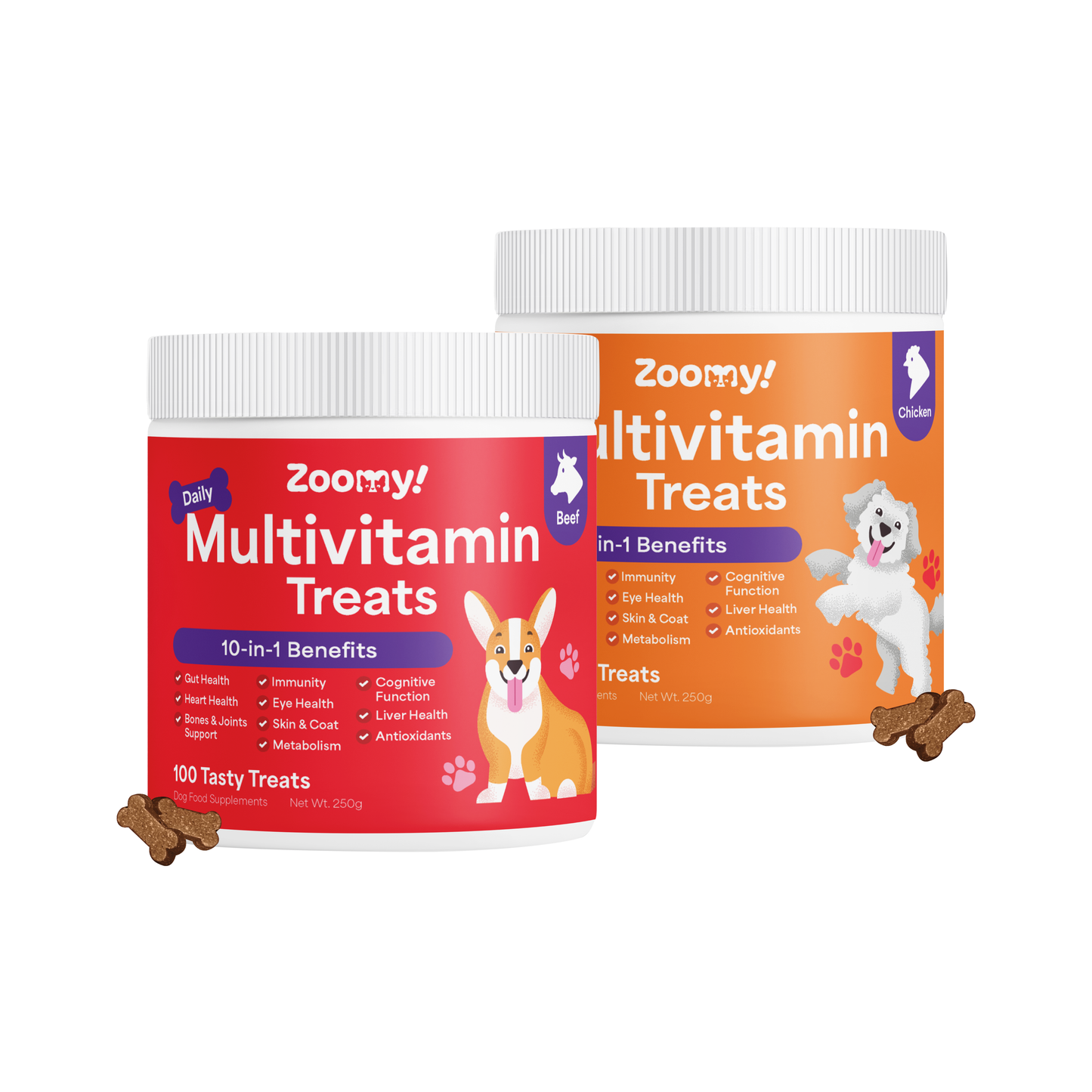 Active 10-in-1 Multivitamin Dog Chew Treats Snack | Omega-3 Probiotics Eye Joint & Coat Health