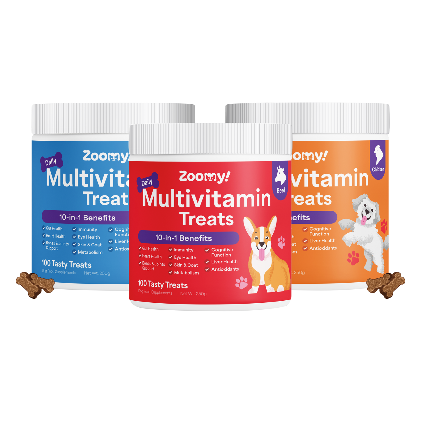 Active 10-in-1 Multivitamin Dog Chew Treats Snack | Omega-3 Probiotics Eye Joint & Coat Health