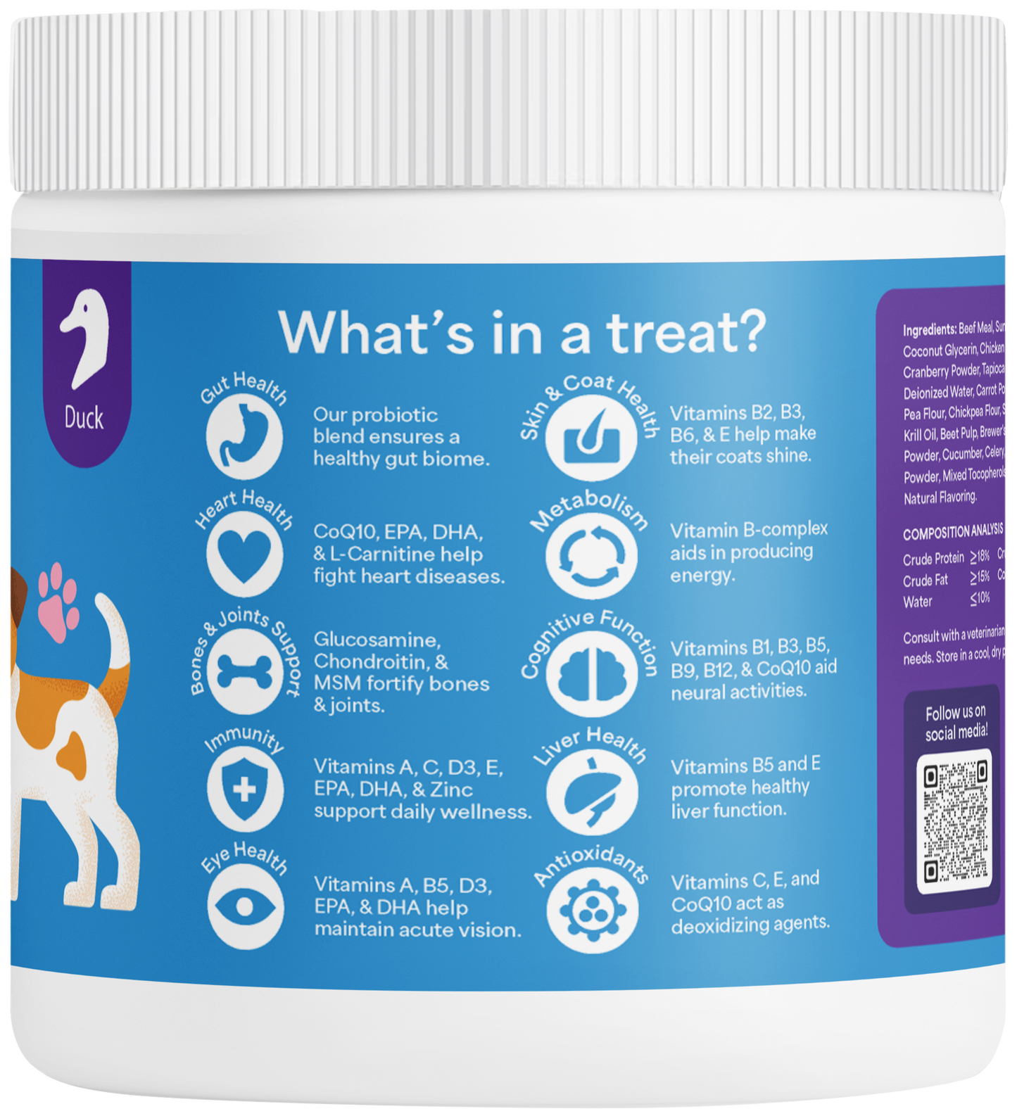 Active 10-in-1 Multivitamin Dog Chew Treats Snack | Omega-3 Probiotics Eye Joint & Coat Health