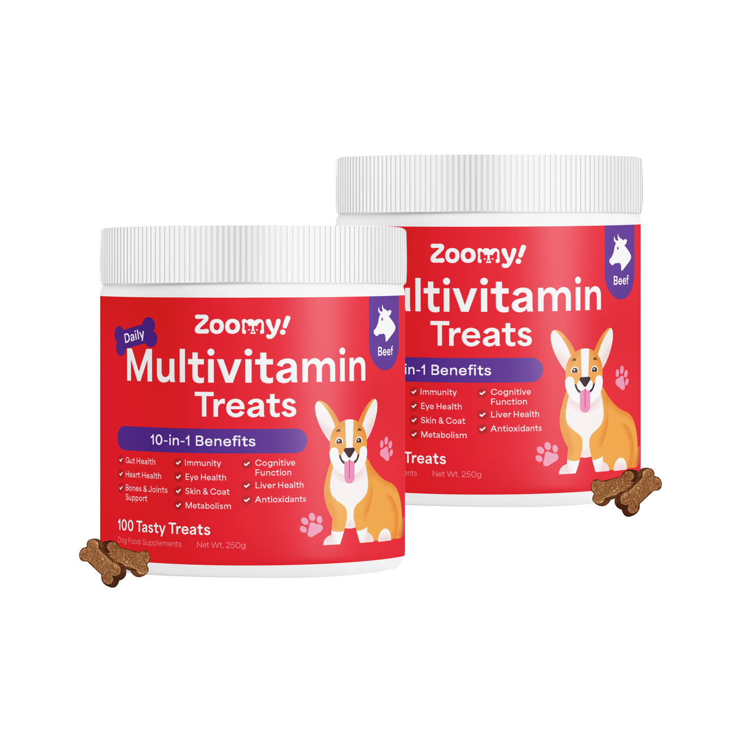 Active 10-in-1 Multivitamin Dog Chew Treats Snack | Omega-3 Probiotics Eye Joint & Coat Health