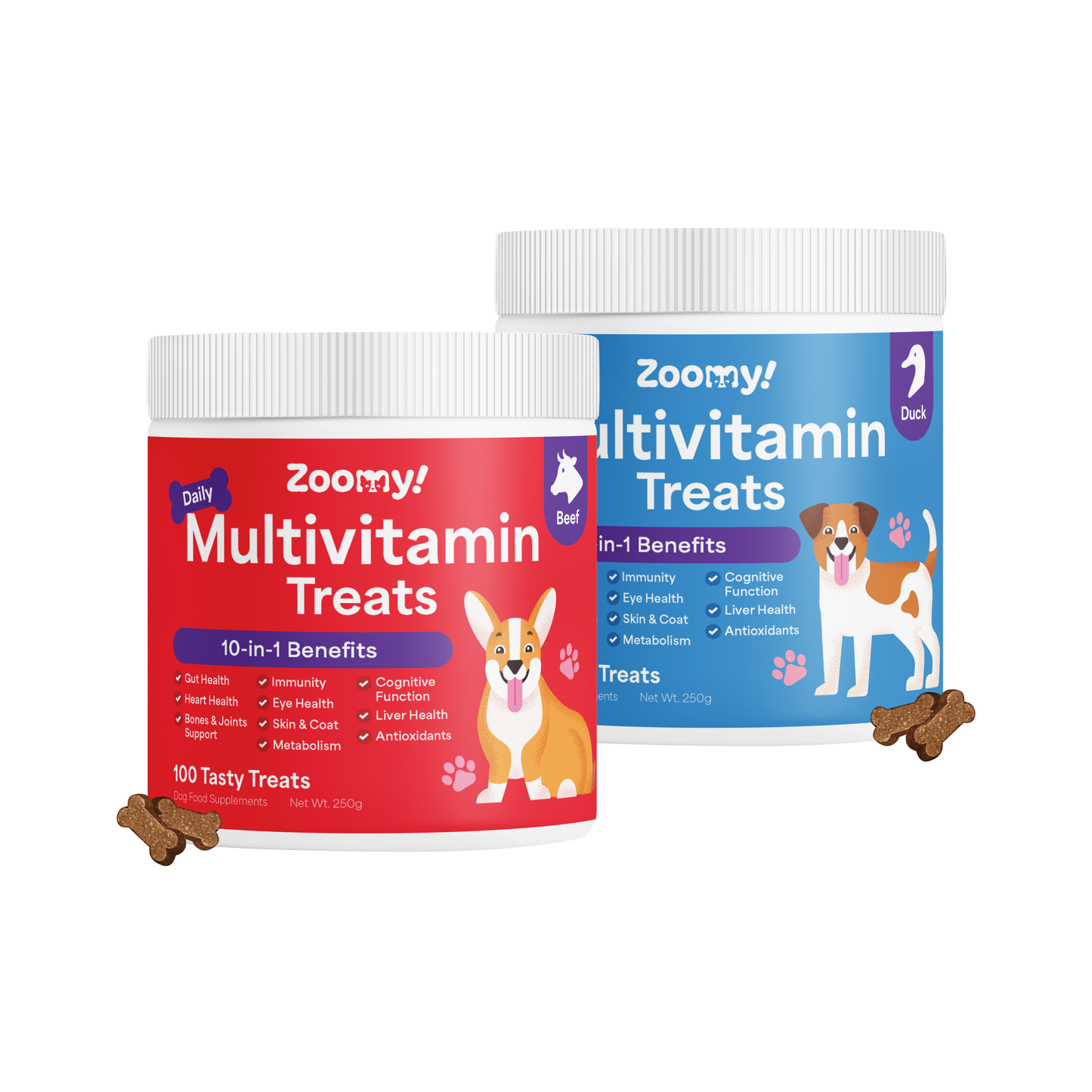 Active 10-in-1 Multivitamin Dog Chew Treats Snack | Omega-3 Probiotics Eye Joint & Coat Health