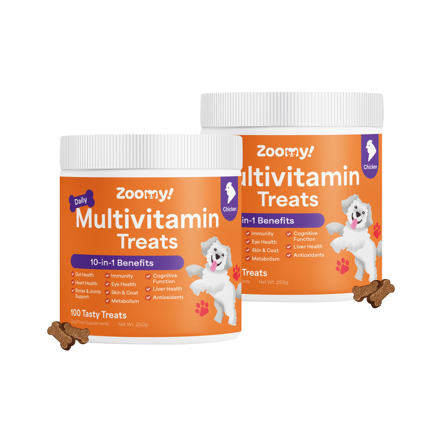 Active 10-in-1 Multivitamin Dog Chew Treats Snack | Omega-3 Probiotics Eye Joint & Coat Health